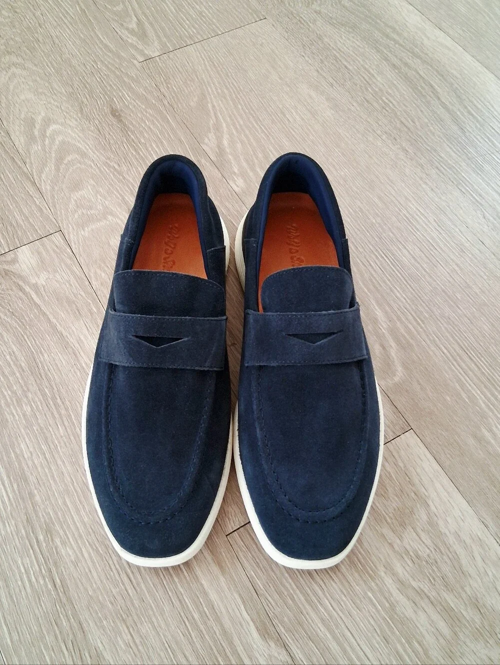 Wolf & Shepherd Crossover Loafer In Navy Suede